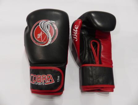 Leder Boxhandschuhe Cobra Sports Schwarz-Rot 