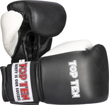 Leder Boxhandschuhe Schnürung Top Ten Schwarz 