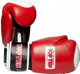 Leder Boxhandschuhe Top Ten WAKO 10oz Rot 