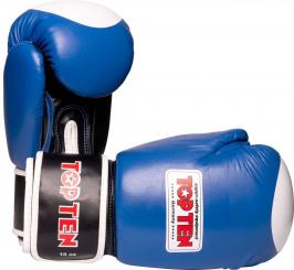Leder Boxhandschuhe Top Ten WAKO 10oz Blau 